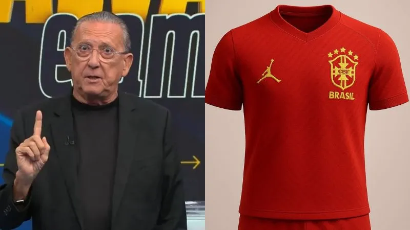 Galvão Bueno critica possível camisa vermelha da Seleção Brasileira para a Copa de 2026: “Ofensa ao futebol brasileiro”