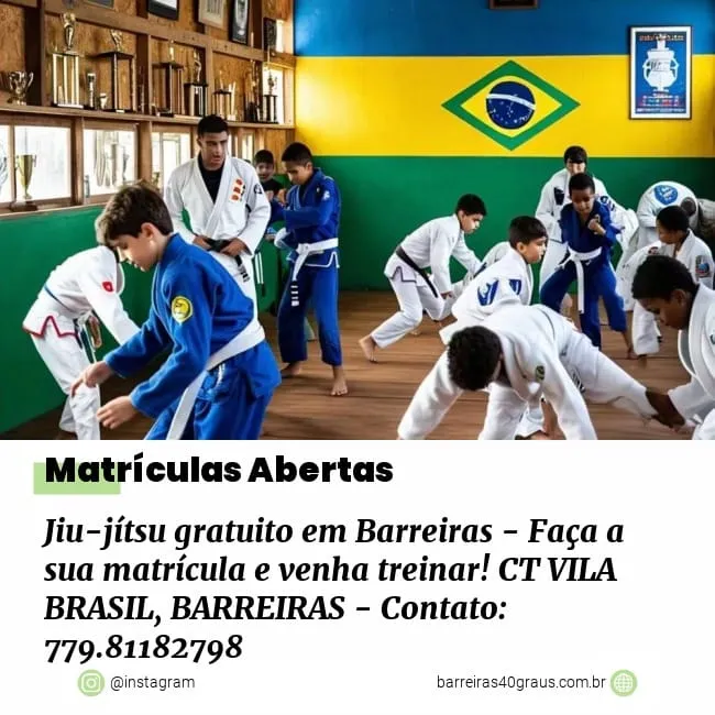 Jiu-jítsu gratuito para todos em Barreiras! Contato: 77981182798, zap!