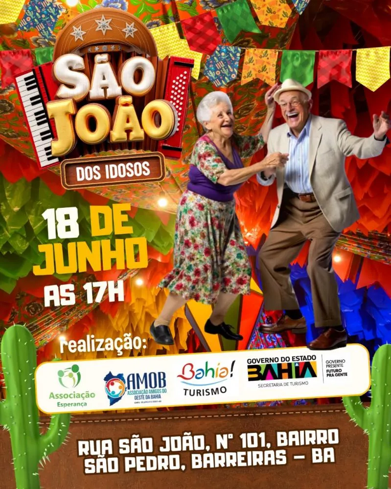 Não perca o São João dos Idosos! Será no bairro São Pedro, no dia 18 de Junho