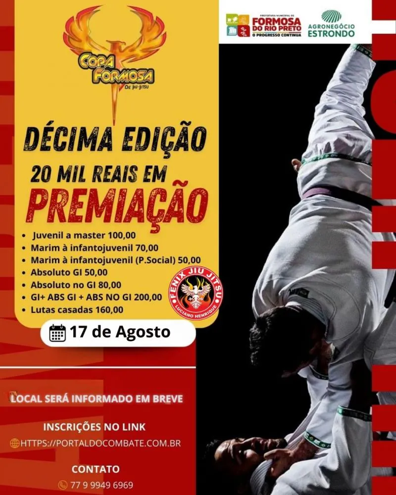 “Vem aí a 10ª Copa Formosa de Jiu-jítsu! Garanta já a sua vaga no maior evento do oeste baiano!”