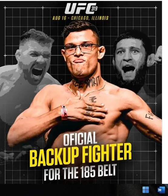 Caio Borralho é confirmado como reserva oficial da luta entre Du Plessis e Chimaev no UFC 319