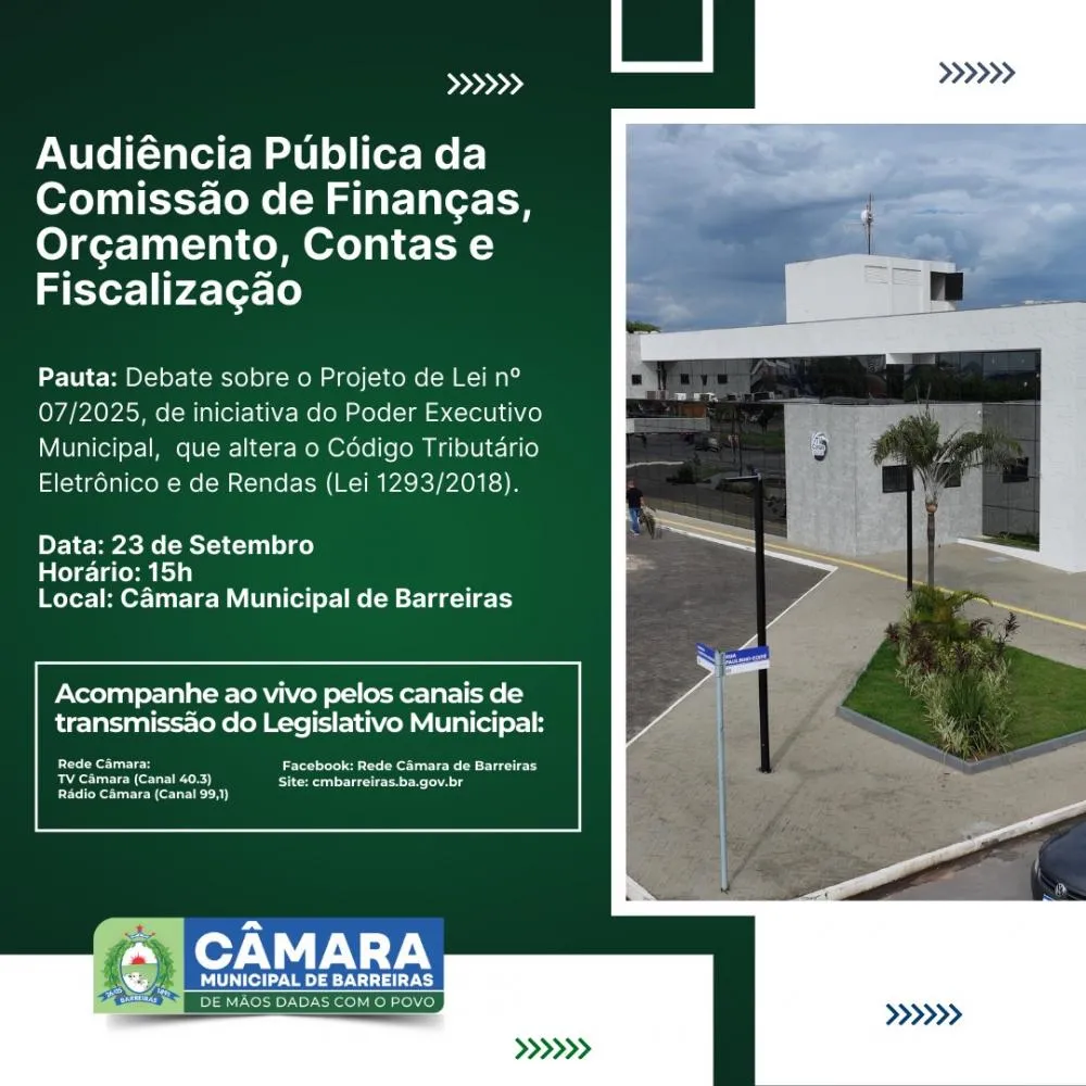 Câmara de Barreiras realiza audiência pública sobre finanças e tributos