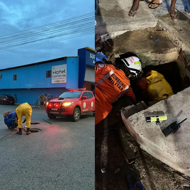 Resgate de cachorro mobiliza os bombeiros no bairro São Pedro, em Barreiras