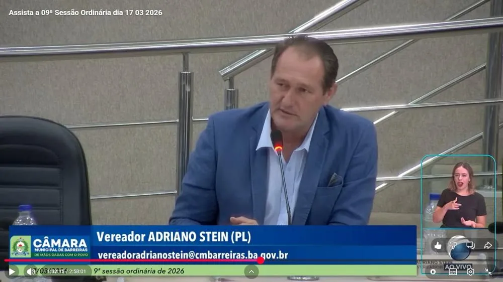Vereador Adriano Stein denuncia irregularidades na Administração Pública de Barreiras e cobra providências imediatas