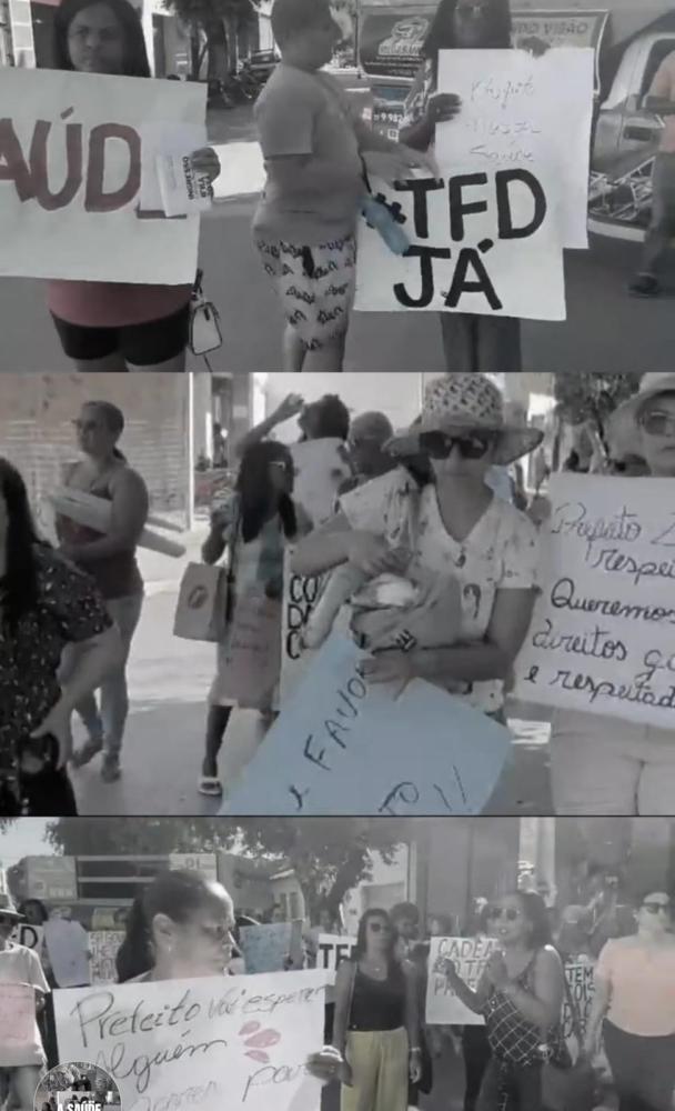 Barreirenses protestam em frente à Central de Regulação, em Barreiras